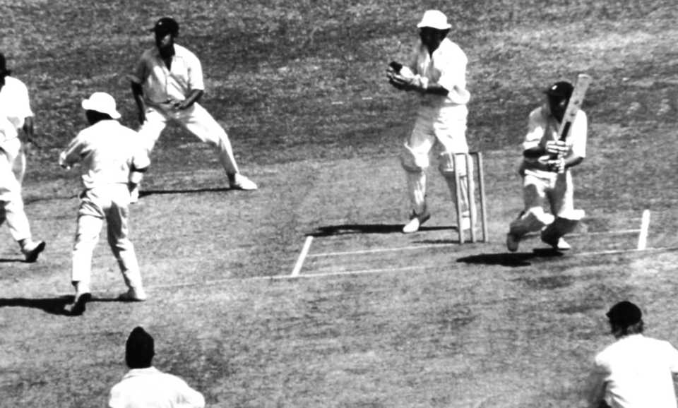 Keith Fletcher cuts a ball from Bishen Bedi, India v England, 5th Test, Mumbai, 3rd day, February 8, 1973