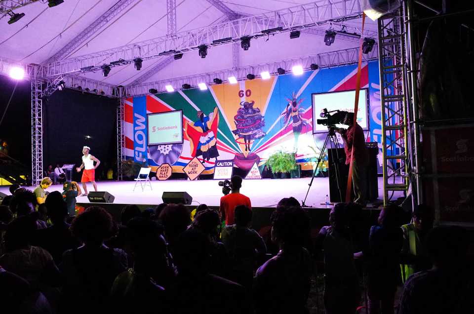 A live performance on stage during the Carnival at the Antigua Recreation Ground
