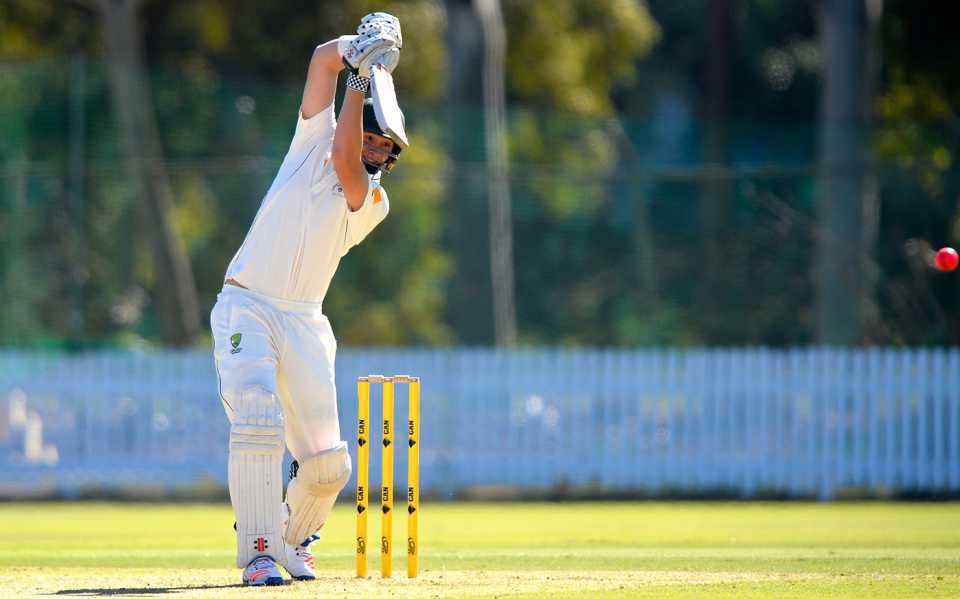 Matt Renshaw drives, Australia A v South Africa A, 1st unofficial Test, Brisbane, 1st day, July 30, 2016