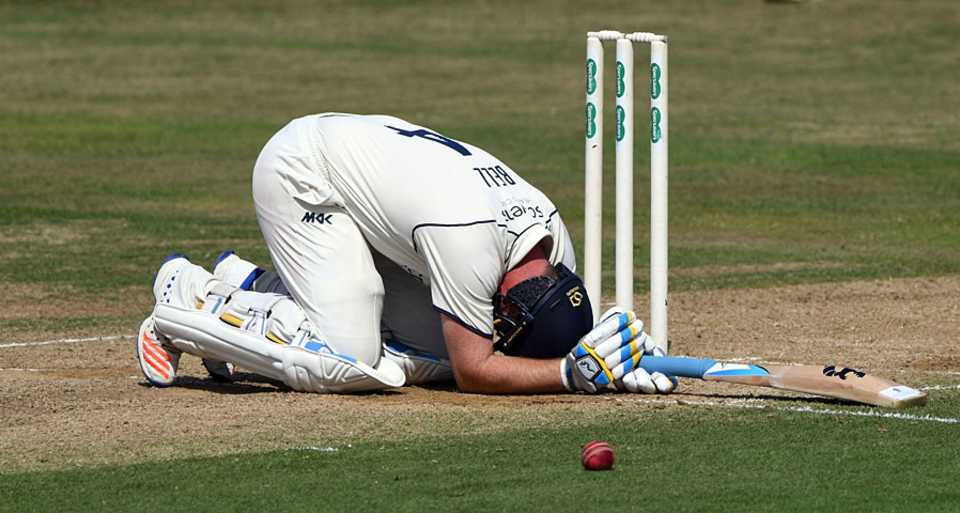 Ian Bell took a painful blow during his lengthy stay