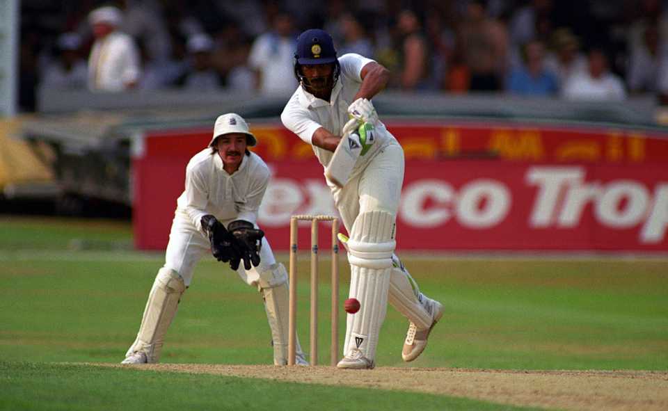 Ravi Shastri bats, England v India, 2nd ODI, Trent Bridge, July 20, 1990