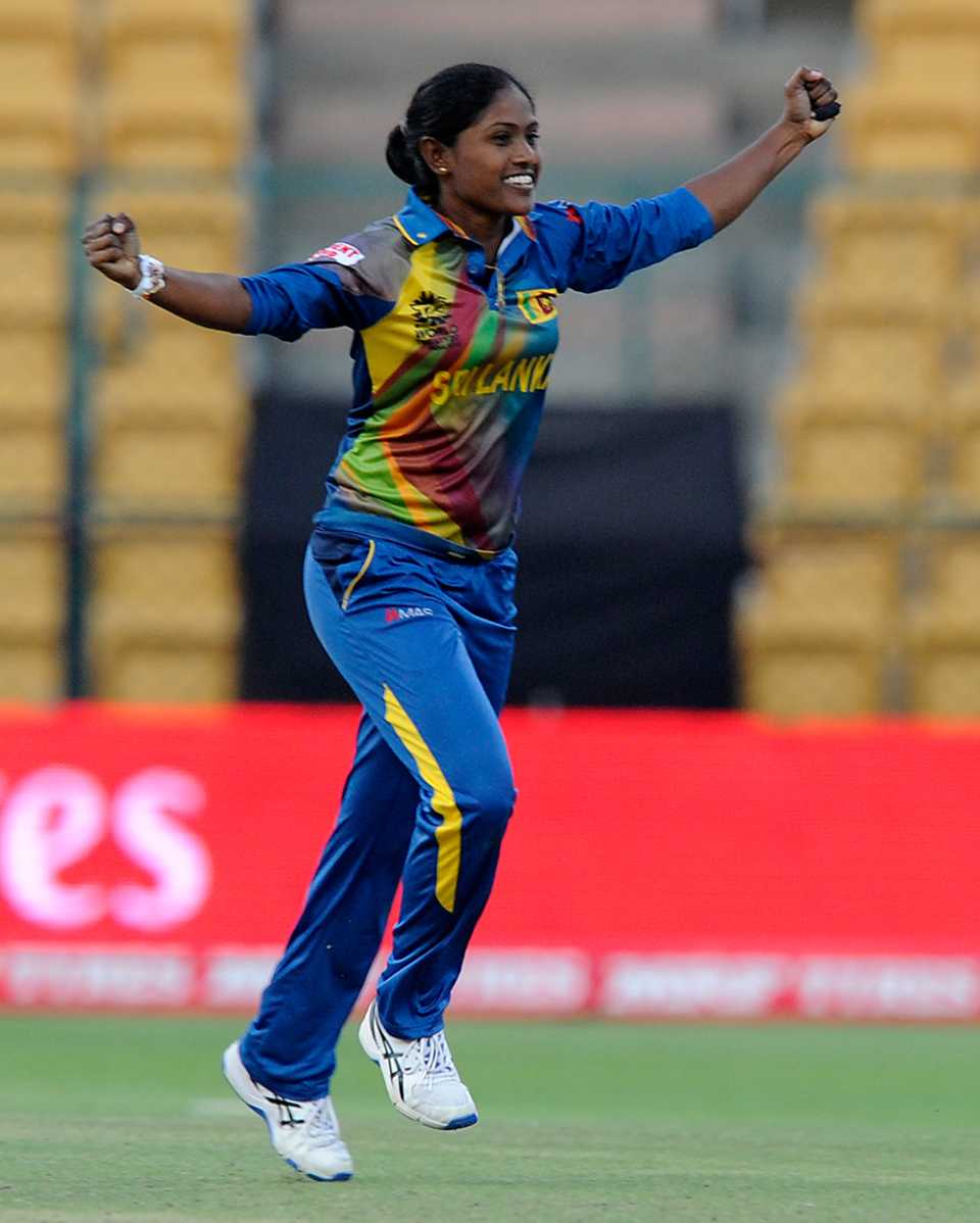 Sugandika Kumari celebrates a wicket