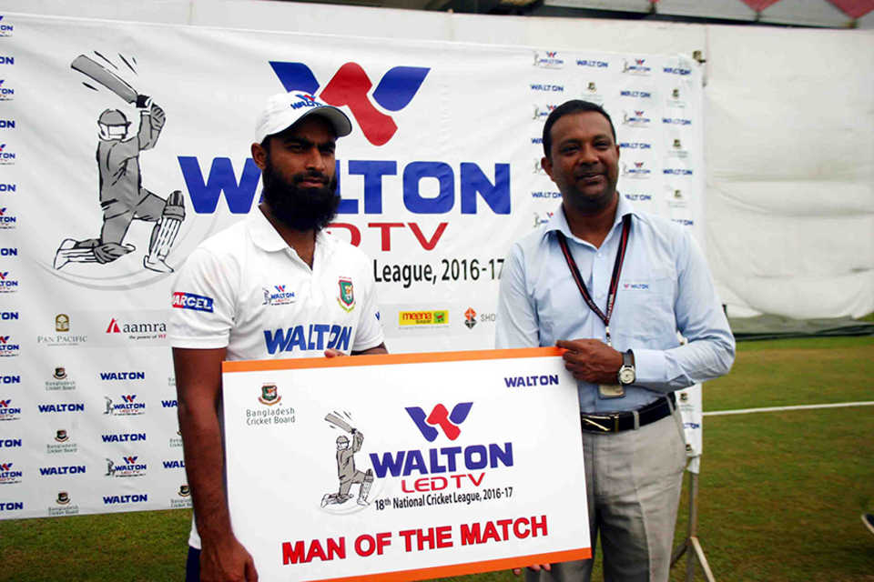 Suhrawadi Shuvo won the Man-of-the-Match award for his second innings haul of 7 for 45, Rangpur Division v Sylhet Division, National Cricket League, Tier 2, Sylhet, October 5, 2016