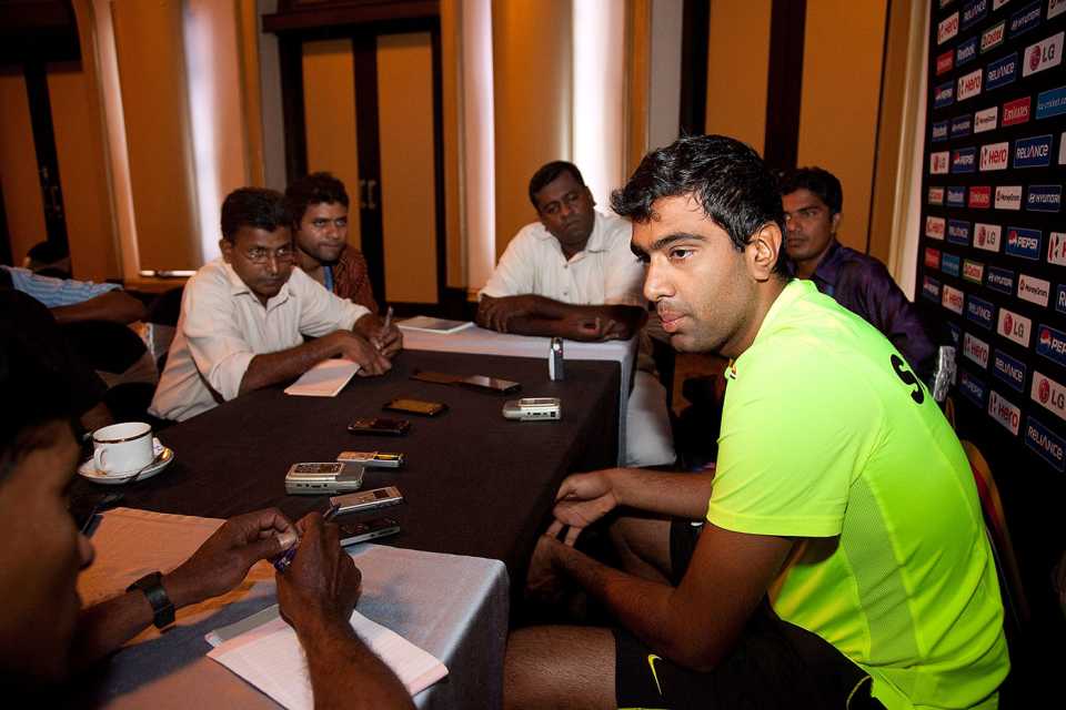 R Ashwin speaks to the press ahead of India's warm-up game against Sri Lanka, World T20, Colombo, September 14, 2012 