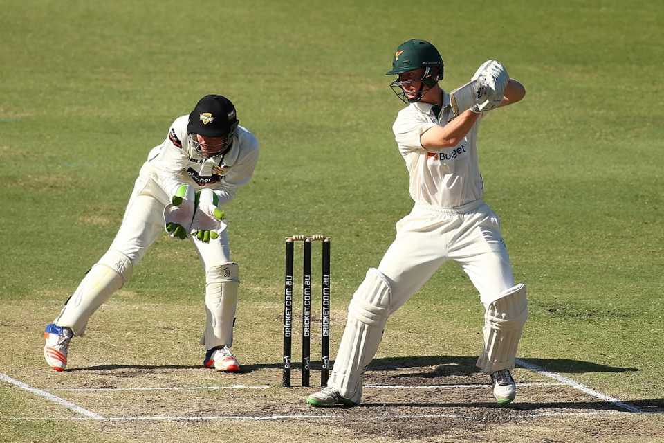 Jordan Silk cuts during his 77 not out