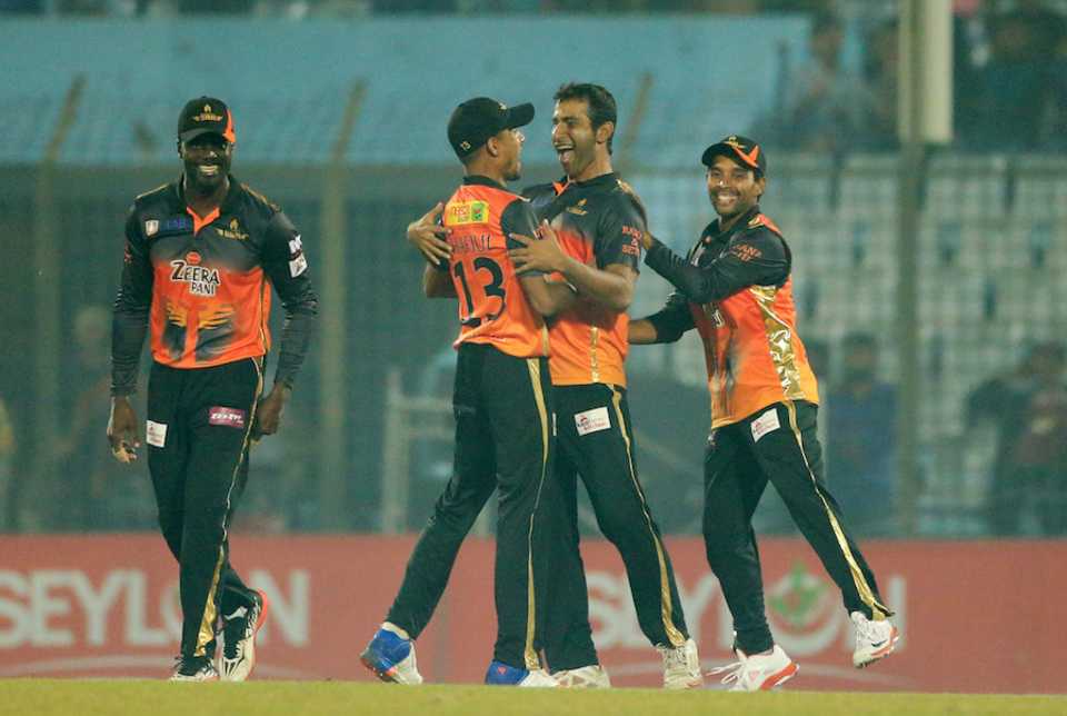Mosharraf Hossain and Shafiul Islam are thrilled while celebrating a wicket