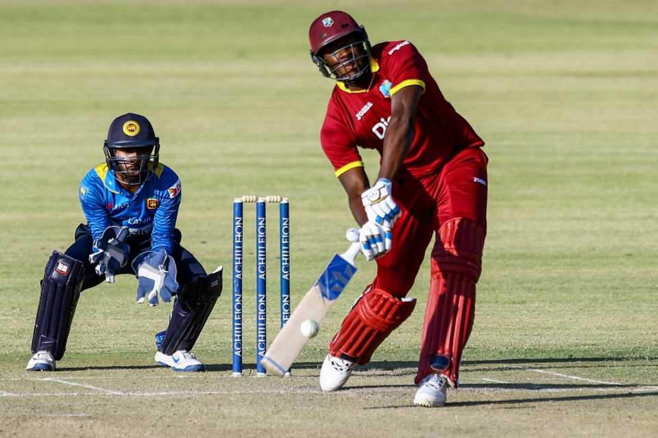 Carlos Brathwaite winds up for a big hit, Sri Lanka v West Indies, tri-series, Bulawayo, November 23, 2016