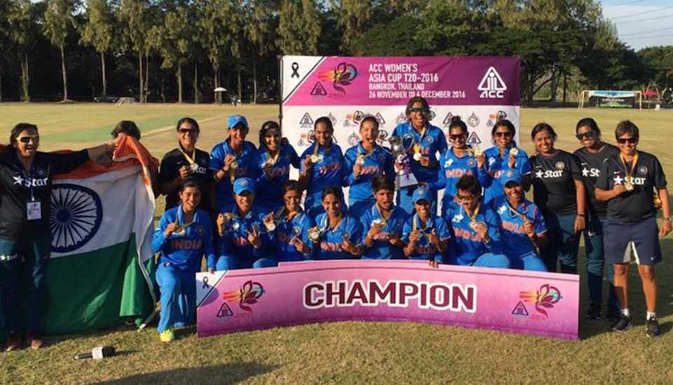 The victorious Indian team with the Asia Cup trophy