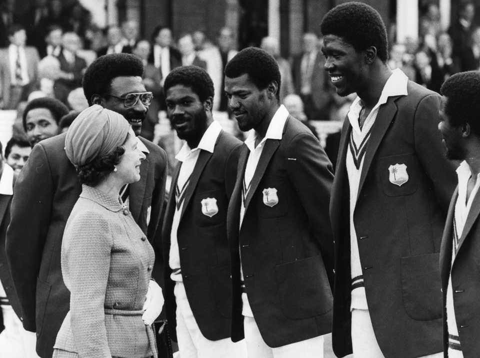West Indies captain Clive Lloyd introduces his team-mate Joel Garner to Queen Elizabeth, England v West Indies, 2nd Test, Lord's, 4th day, June 23, 1980