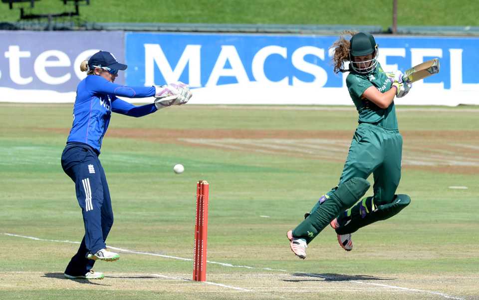 Laura Wolvaardt slashes one on her way to 55, South Africa v England, 2nd Women's ODI, Centurion, February 12, 2016