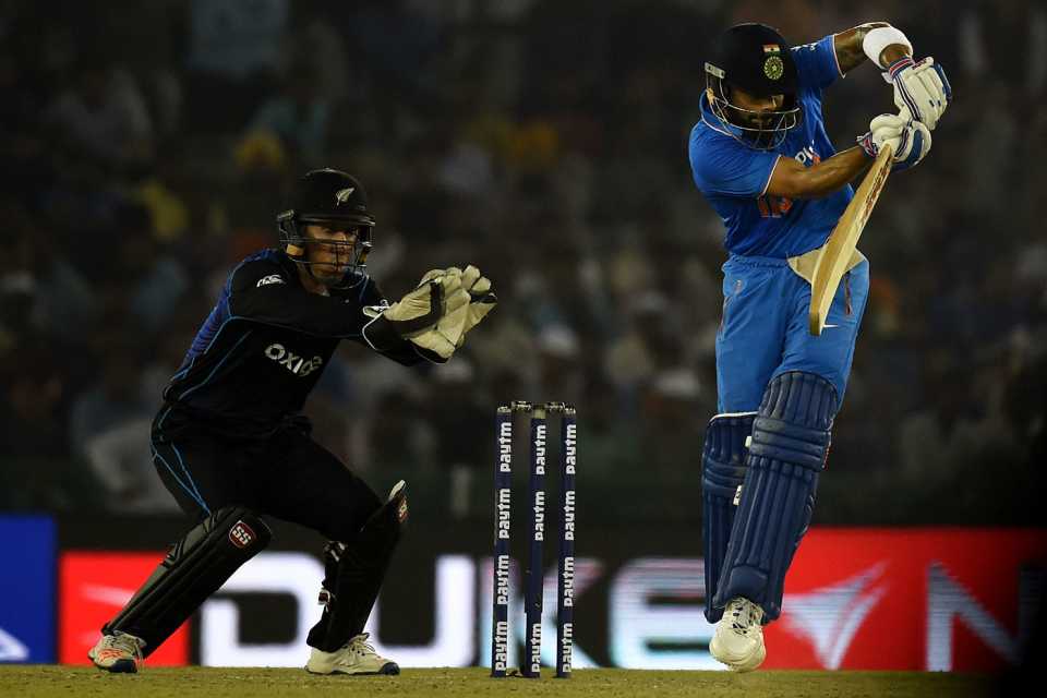 Virat Kohli deftly plays one off his hips to the leg side, India v New Zealand, 3rd ODI, Mohali, October 23, 2016