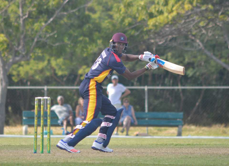 Cassius Burton cuts on the way to finishing 38 not out, Combined Campuses & Colleges v ICC Americas, Regional Super50, Group B, Windward Park, January 26, 2017