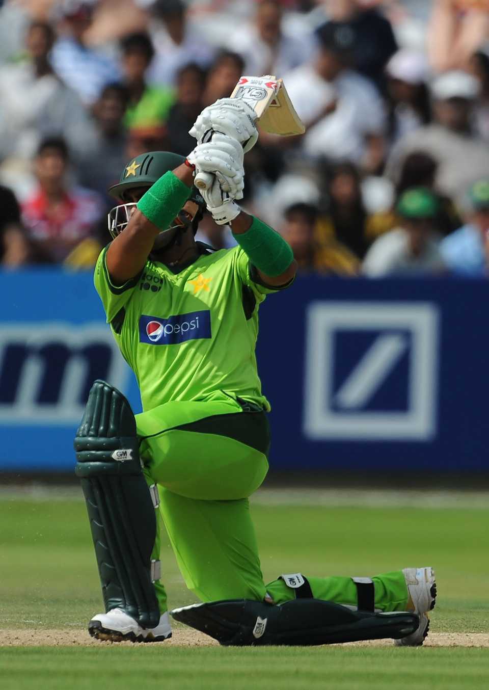 Umar Akmal's bat breaks as he plays a drive, MCC v Pakistanis, tour match, Lord's, June 27, 2010