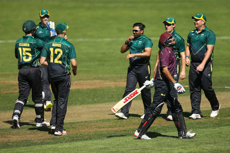 Ajaz Patel celebrates a wicket