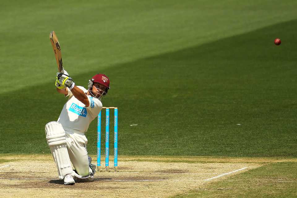 Chris Hartley hits out, Victoria v Queensland, Sheffield Shield, Melbourne, 4th day, February 21, 2013