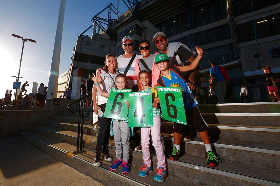 Fans pose for a photo before the match, Melbourne Stars v Adelaide Strikers, Melbourne, January 21, 2017