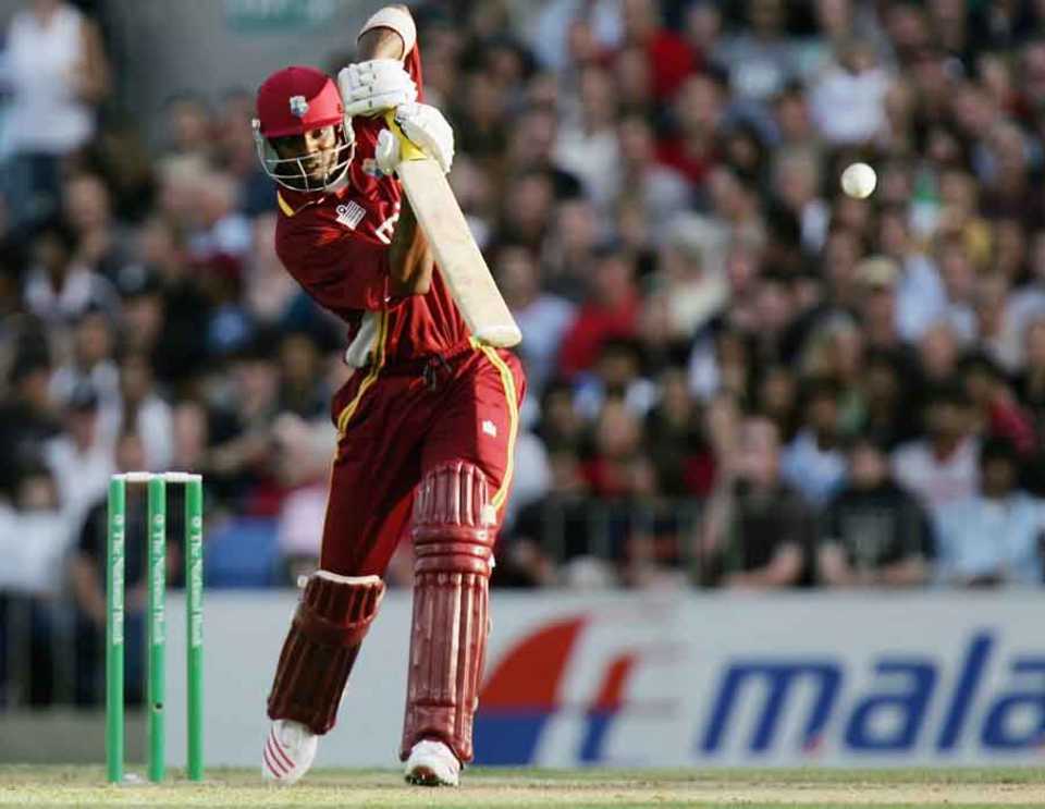 Runako Morton plays a straight drive, New Zealand v West Indies, only T20I, Auckland, February 16, 2006