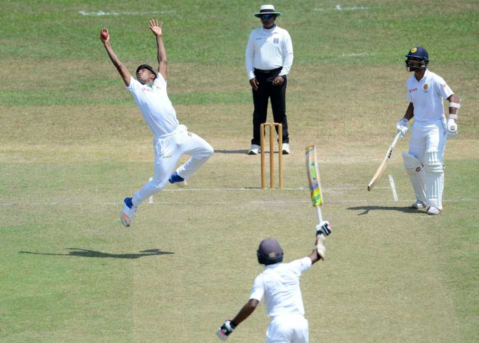 Mustafizur Rahman takes a one-handed catch to dismiss Ron Chandraguptha