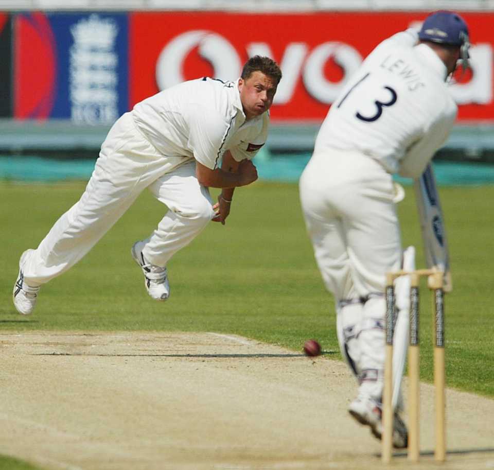 Darren Gough delivers to Jon Lewis, Durham v Yorkshire, County Championship Division Two, Chester-le-Street, 2nd day, July 16, 2003
