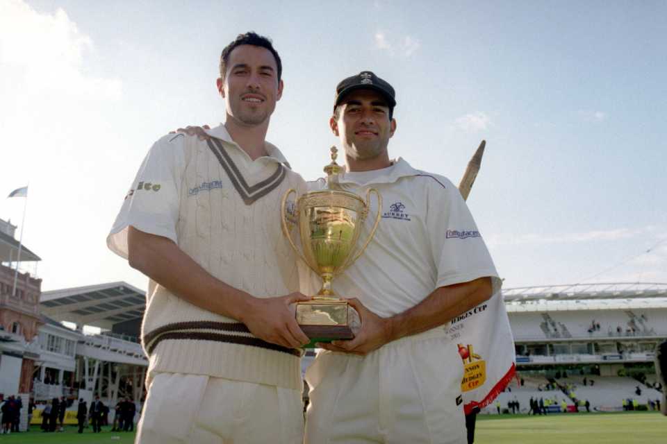 Adam and Ben Hollioake pose with the Benson and Hedges Cup, Gloucestershire v Surrey, Lord's, July 14, 2001