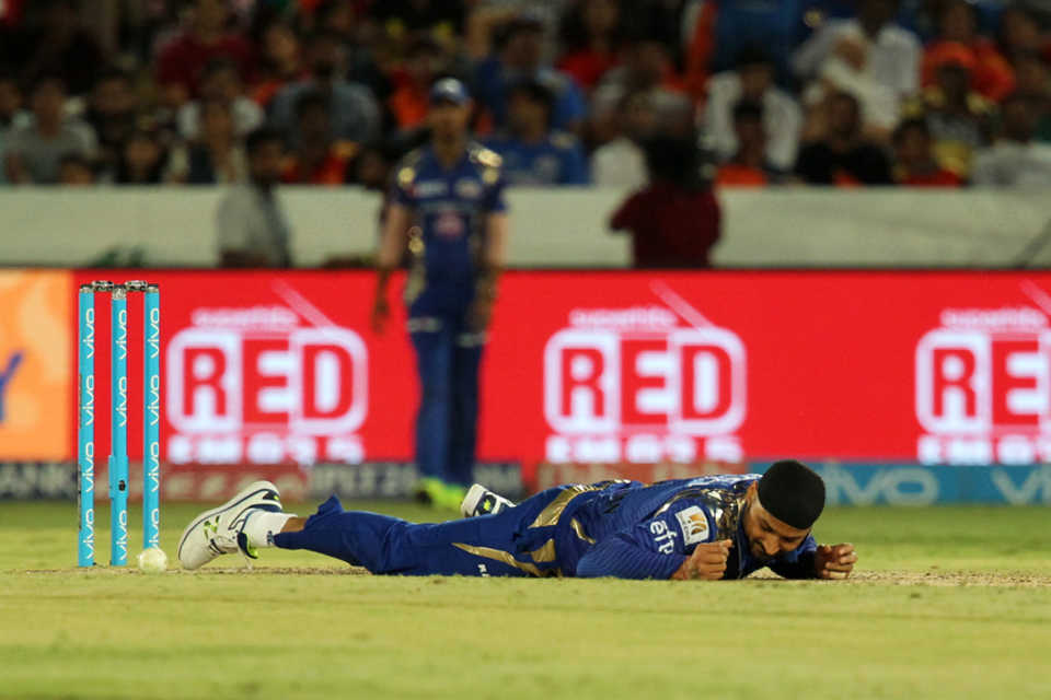 Harbhajan Singh fell awkwardly while trying to snaffle a return catch