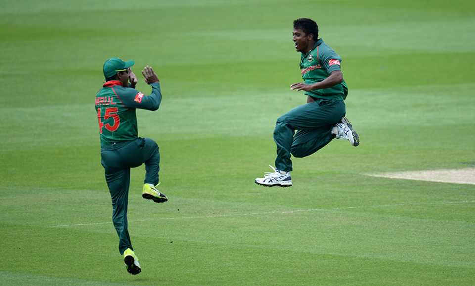 Rubel Hossain is ecstatic after bowling Rohit Sharma