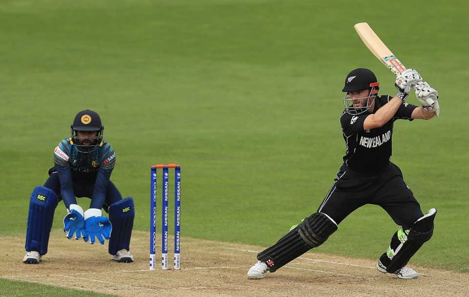 Kane Williamson makes room to play the ball square