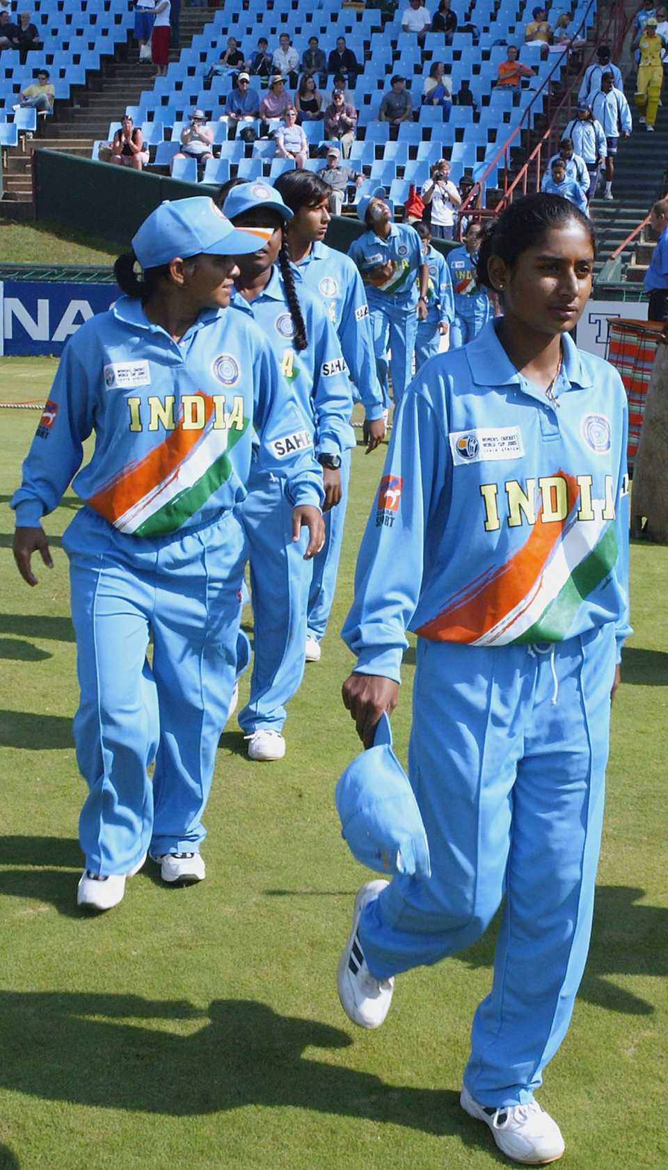 Mithali Raj leads the team out, Australia v India, Women's World Cup final, Centurion, April 10, 2005