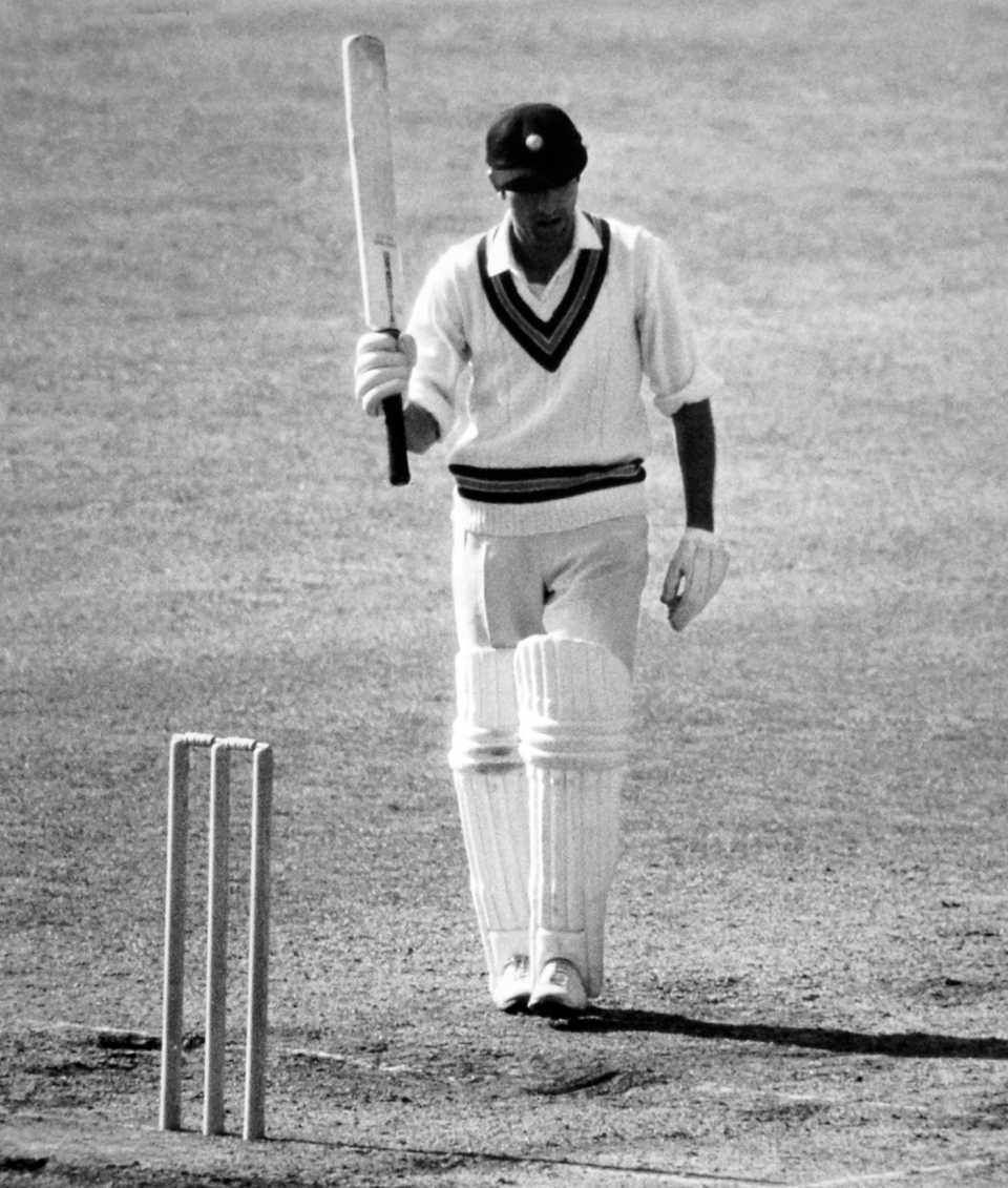 The Nawab of Pataudi raises his bat after reaching his century at Headingley in 1967
