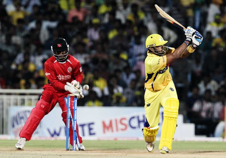 M Vijay is bowled by Sunil Narine, Chennai Super Kings v Trinidad & Tobago, CLT20, October 2, 2011
