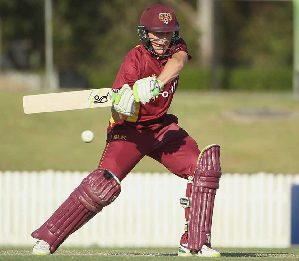 Marnus Labuschagne shapes up to play through the off side, Queensland v Cricket Australia XI, JLT One-Day Cup, Brisbane, September 29, 2017