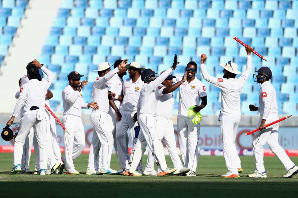 The Sri Lankan team after wrapping up the series against Pakistan, Pakistan v Sri Lanka, 2nd Test, Dubai, 5th day, October 10, 2017