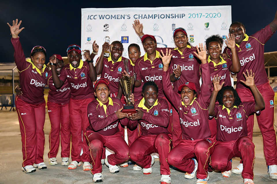 West Indies celebrate their 3-0 sweep over Sri Lanka, West Indies v Sri Lanka, 3rd women's ODI, Tarouba, October 15, 2017