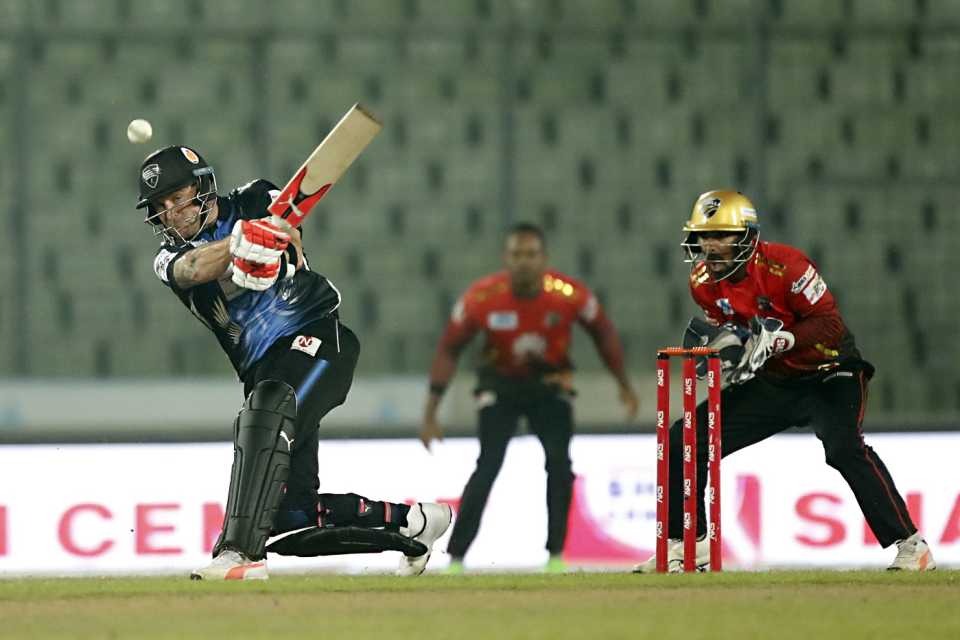 Brendon McCullum swats the ball to the leg side
