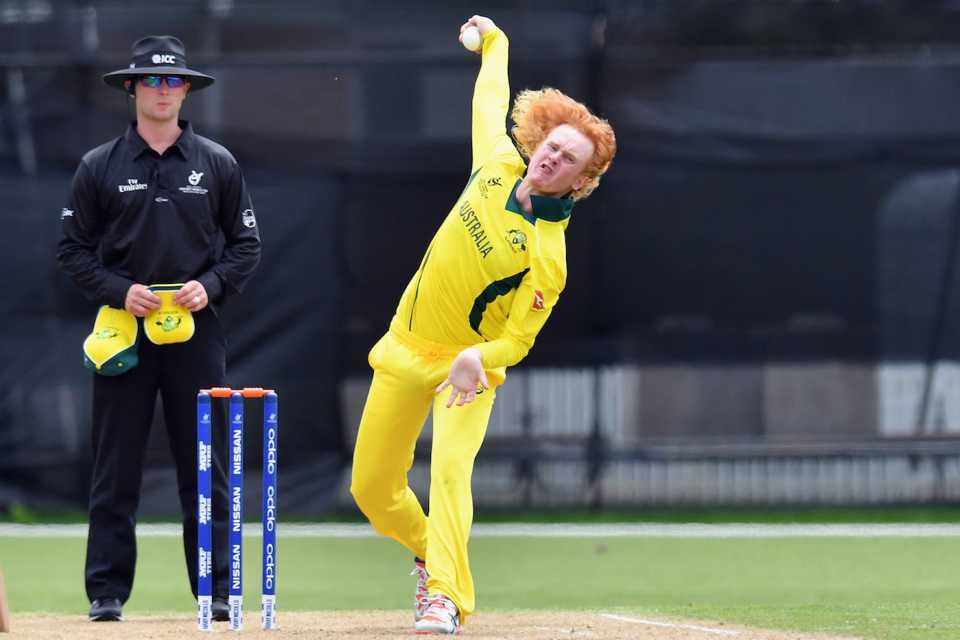 Lloyd Pope took two wickets against Zimbabwe, Australia v Zimbabwe, Under-19 World Cup, Group B, Lincoln, January 17, 2018