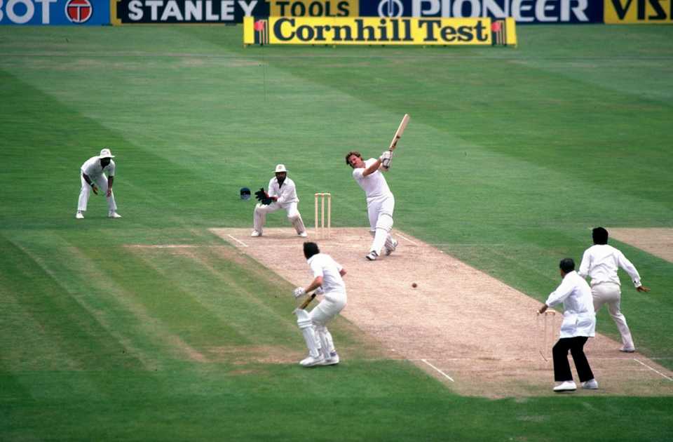 Ian Botham drives straight, England v India, day two, 3rd Test, The Oval, July 9, 1982