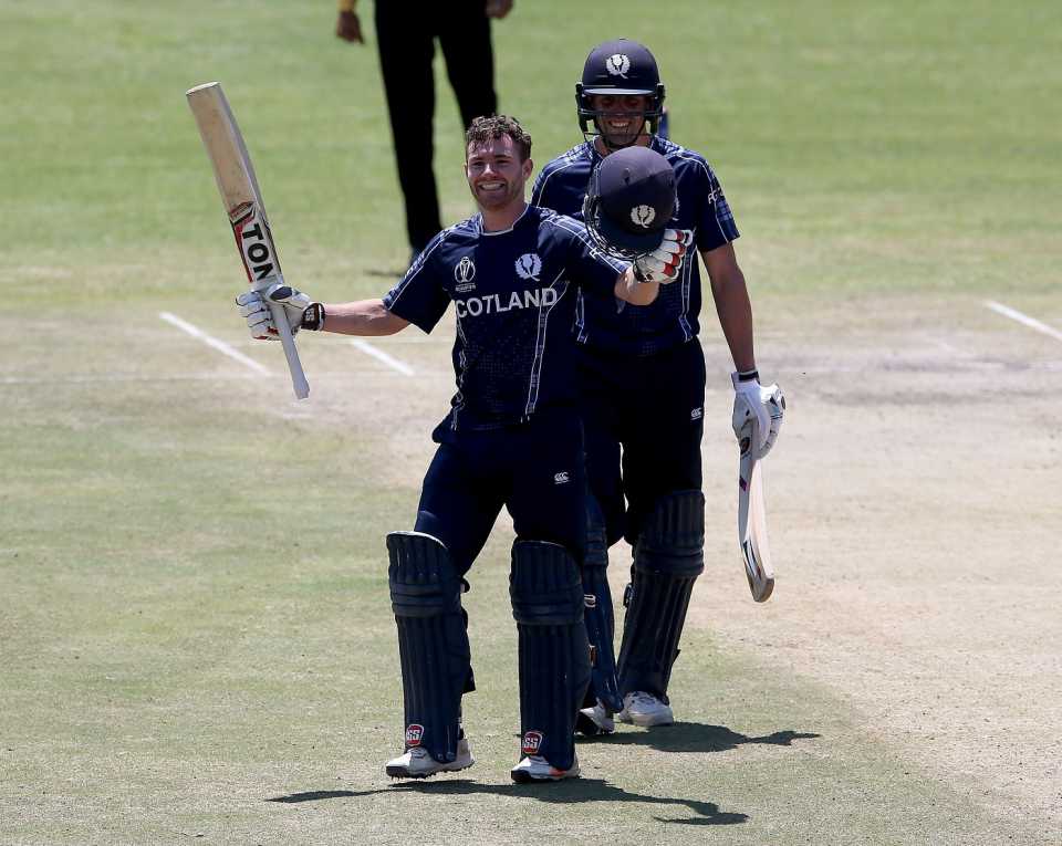 Matthew Cross is all smiles after scoring a hundred, Scotland v UAE, World Cup Qualifier, Bulawayo, March 15, 2018