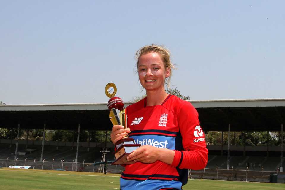Danielle Wyatt was named the Player of the Match, India v England, Tri-Nation Women's T20 Series, Mumbai, March 25, 2018