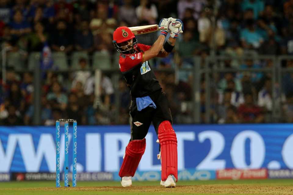 Virat Kohli plays a shot, Mumbai Indians v Royal Challengers Bangalore, IPL 2018, Mumbai, April 17, 2018