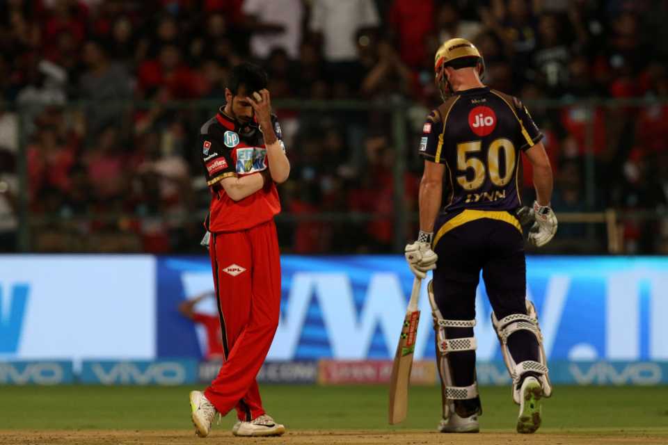 Yuzvendra Chahal reacts to a dropped catch