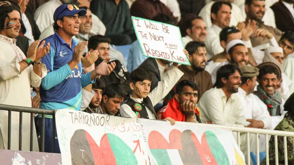A young fan in Sharjah makes sure everyone knows that Rashid Khan is his idol