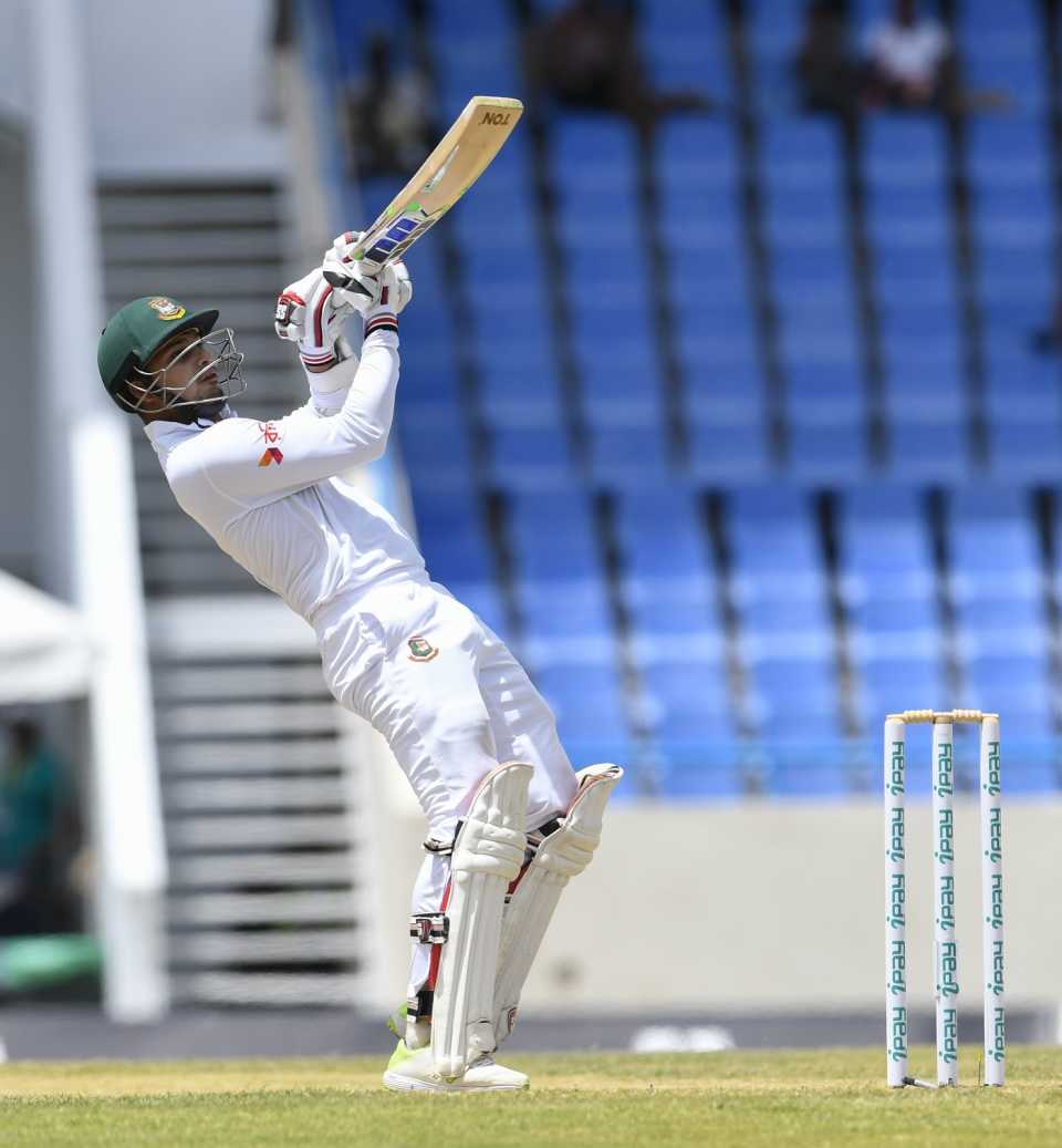 Nurul Hasan uppercuts during his defiant 64, West Indies v Bangladesh, 1st Test, North Sound, 2nd day, July 6, 2018
