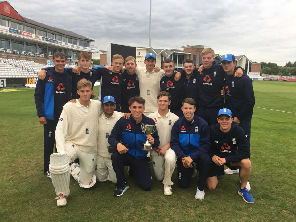 England U-19s celebrate their series victory, England U-19s v South Africa U-19s, 2nd unofficial Test, Chester-le-Street, July 18, 2018