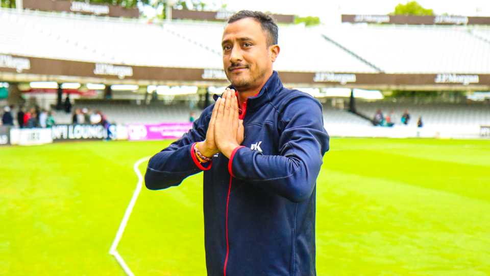 Paras Khadka gives thanks for the unyielding fan support Nepal has received on their journey to ODI status, Nepal v Netherlands, MCC Tri-Series, Lord's, July 29, 2018