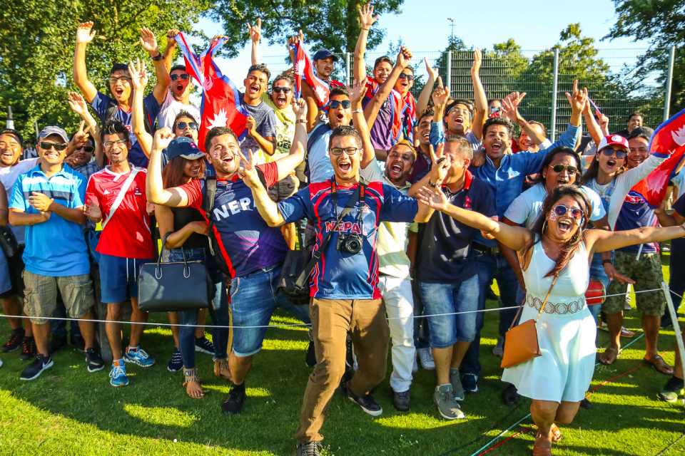 Nepal's traveling fans scream themselves hoarse in victory, Netherlands v Nepal, 2nd ODI, Amstelveen, August 3, 2018