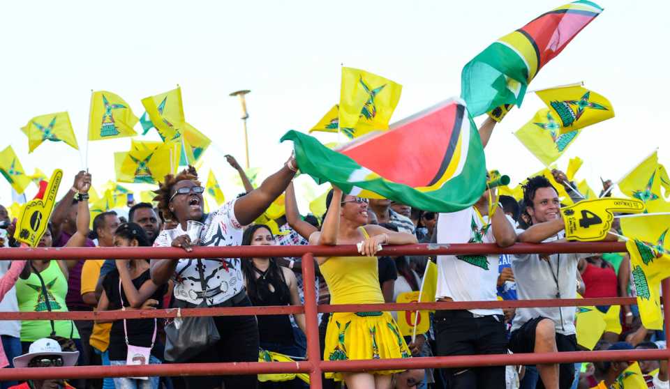 Supporters of Guyana cheer on their side against St Lucia, Caribbean Premier League, August 11, 2018