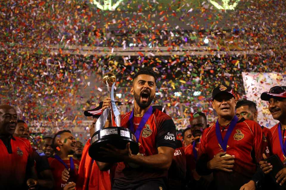 Ali Khan with the CPL trophy