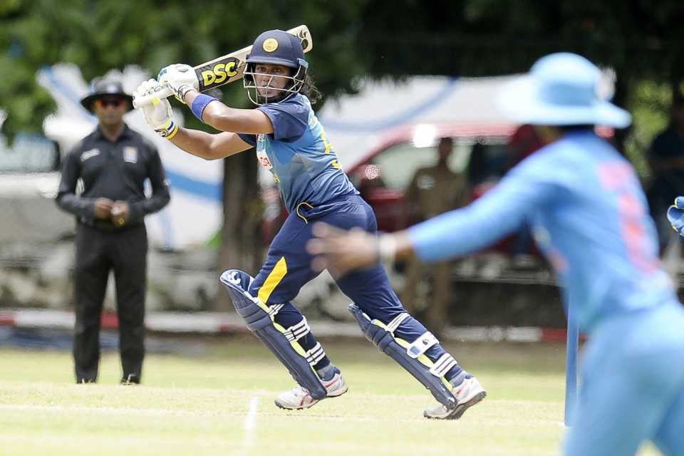 Chamari Atapattu cuts the ball, Sri Lanka women v India women, 4th T20I, Colombo, September 24, 2018