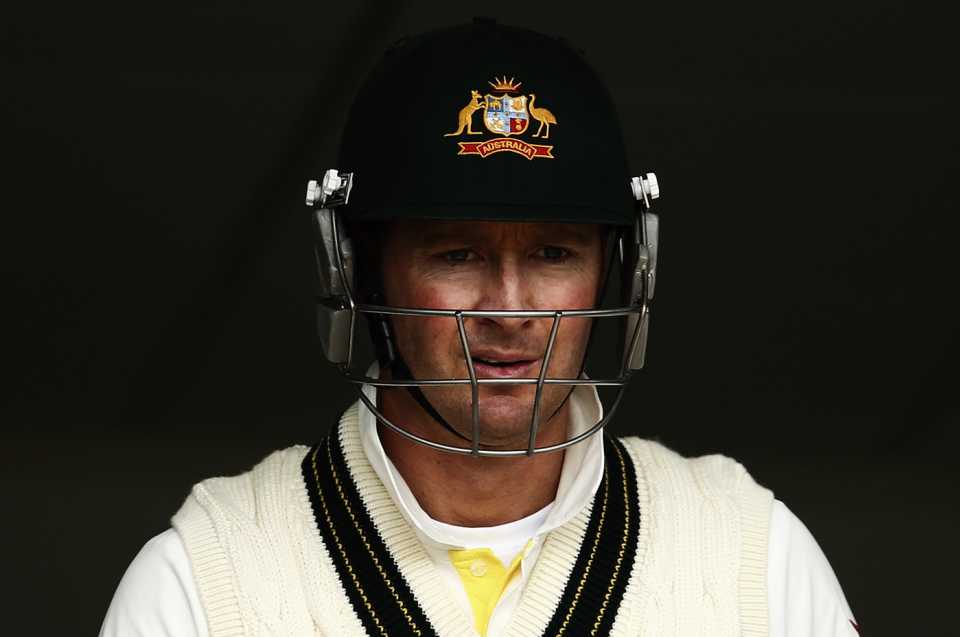Michael Clarke waits for his turn to bat