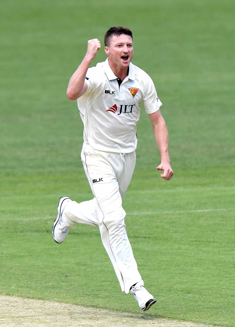 Jackson Bird celebrates a wicket